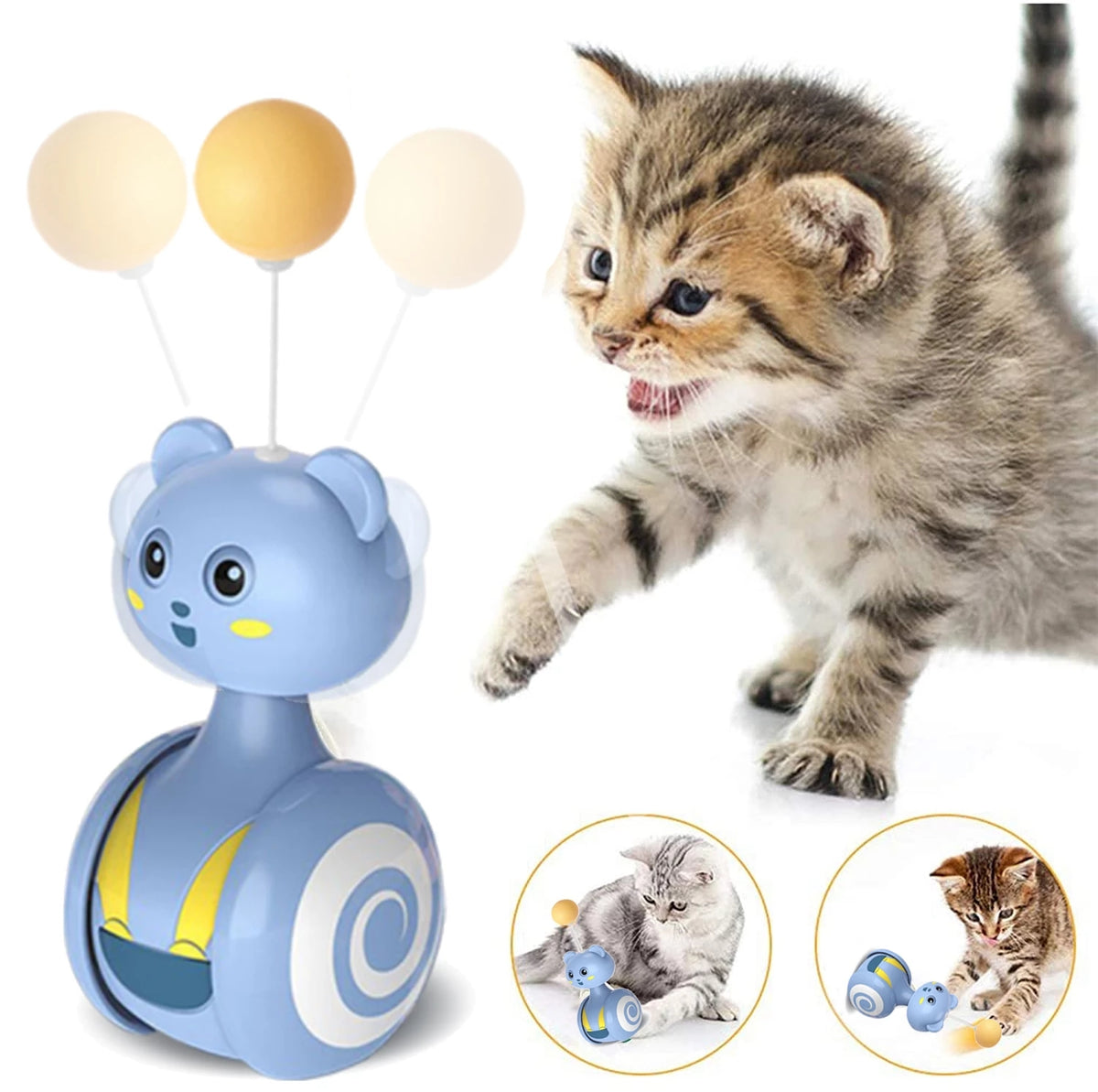 Cat Tumbler Toy with Feather or Ball