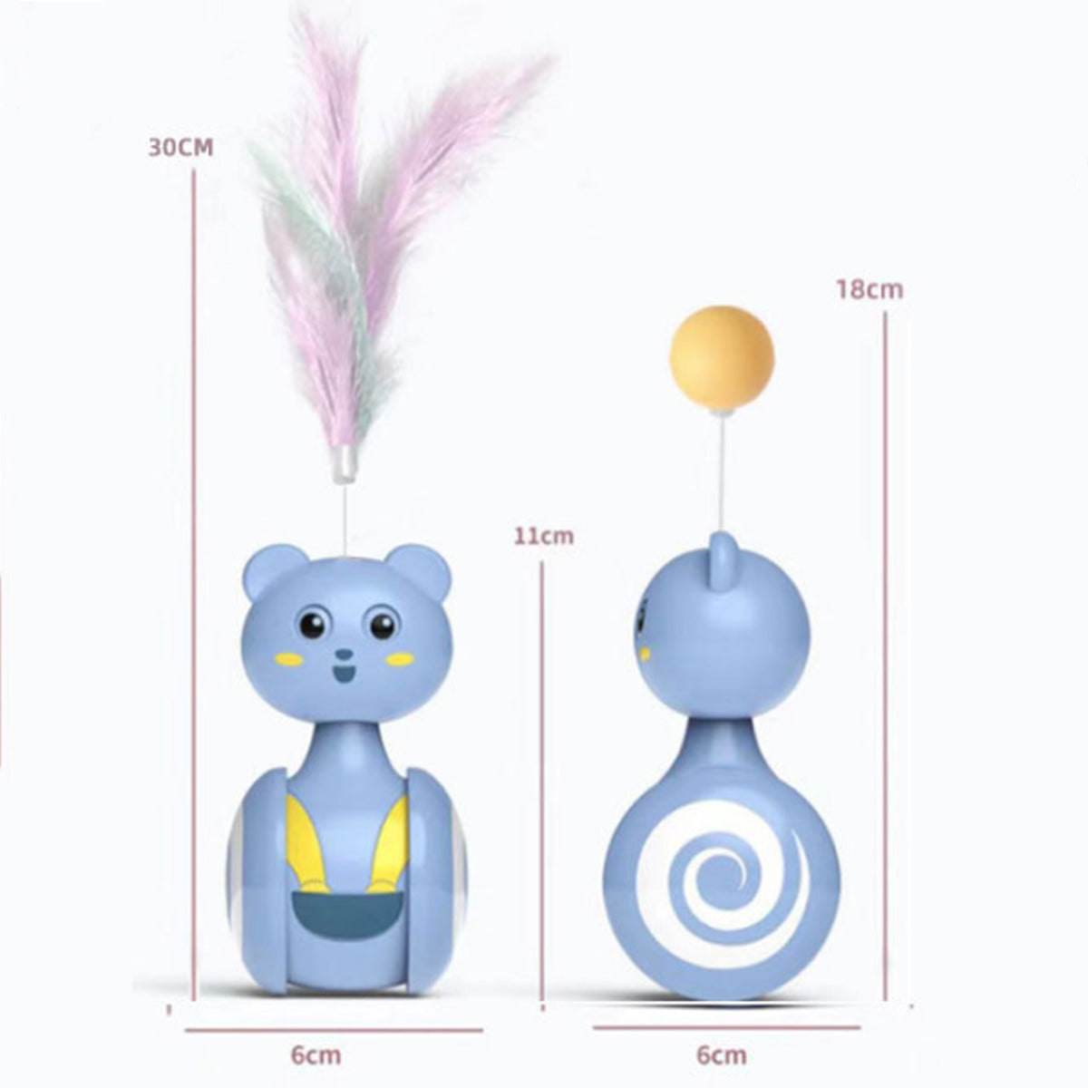 Cat Tumbler Toy with Feather or Ball