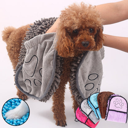 Dog drying towel with hand pockets