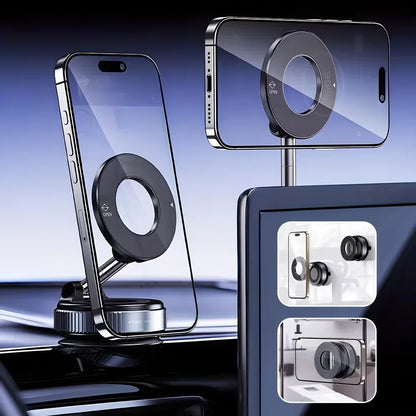 Magnetic suction phone mount holding a phone
