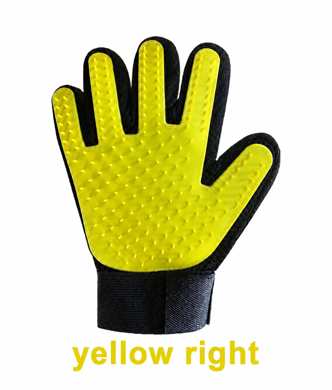 Silicone pet deshedding glove, yellow, right hand