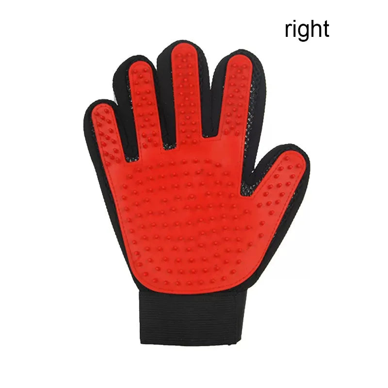 Silicone pet deshedding glove, red, right hand