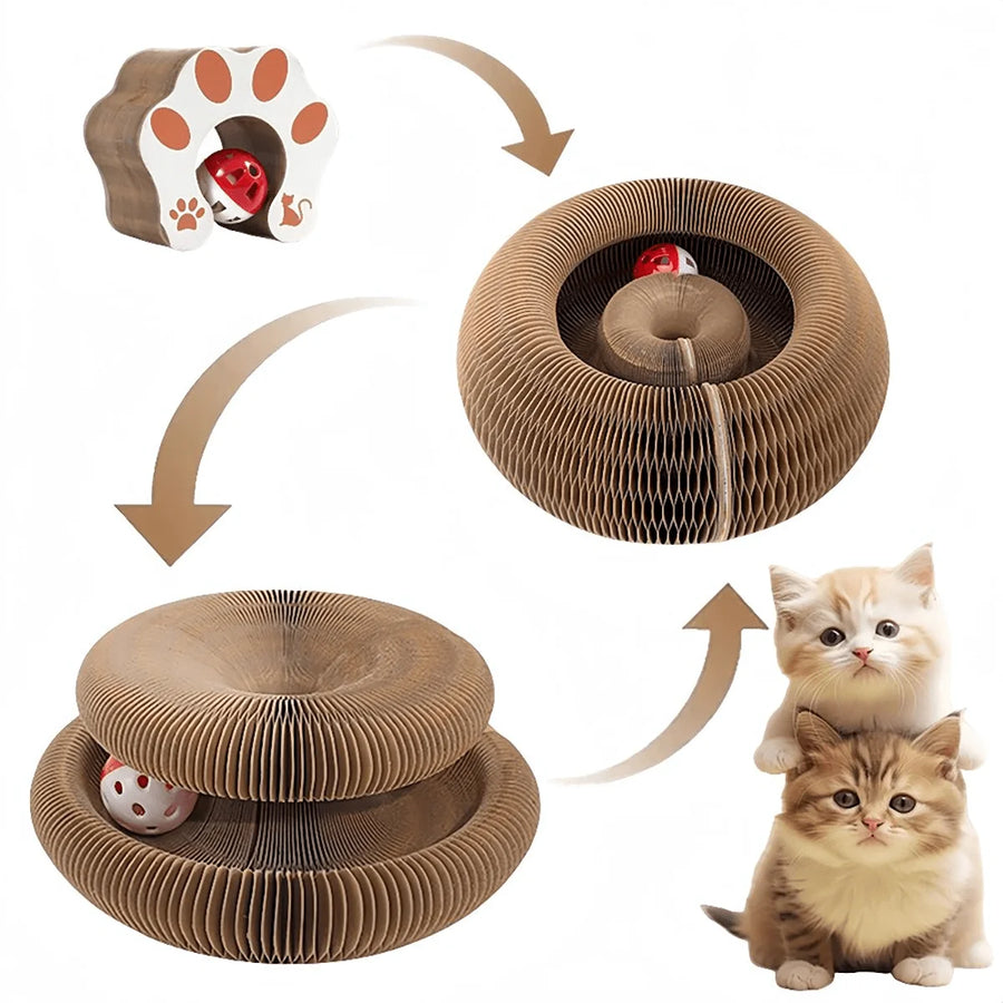 Foldable Cat Scratcher with Bell Ball