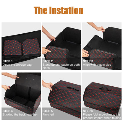 Six steps to set up the folding car boot organiser