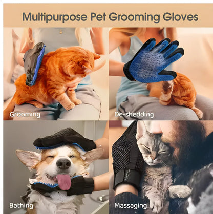 Deshedding glove used for grooming, deshedding, bathing and massaging pets