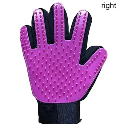 Silicone pet deshedding glove, purple, right hand