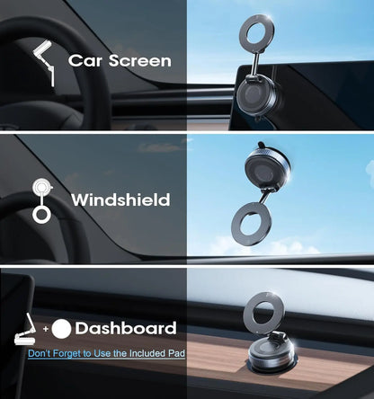 Mount fixed to a car screen, windscreen and dashboard