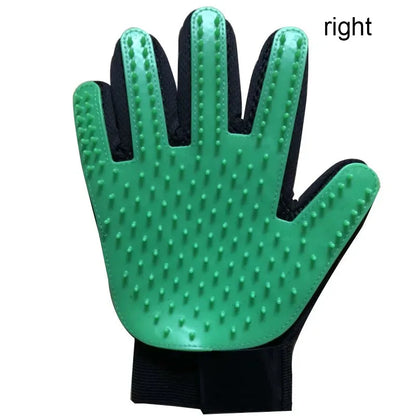 Silicone pet deshedding glove, green, right hand