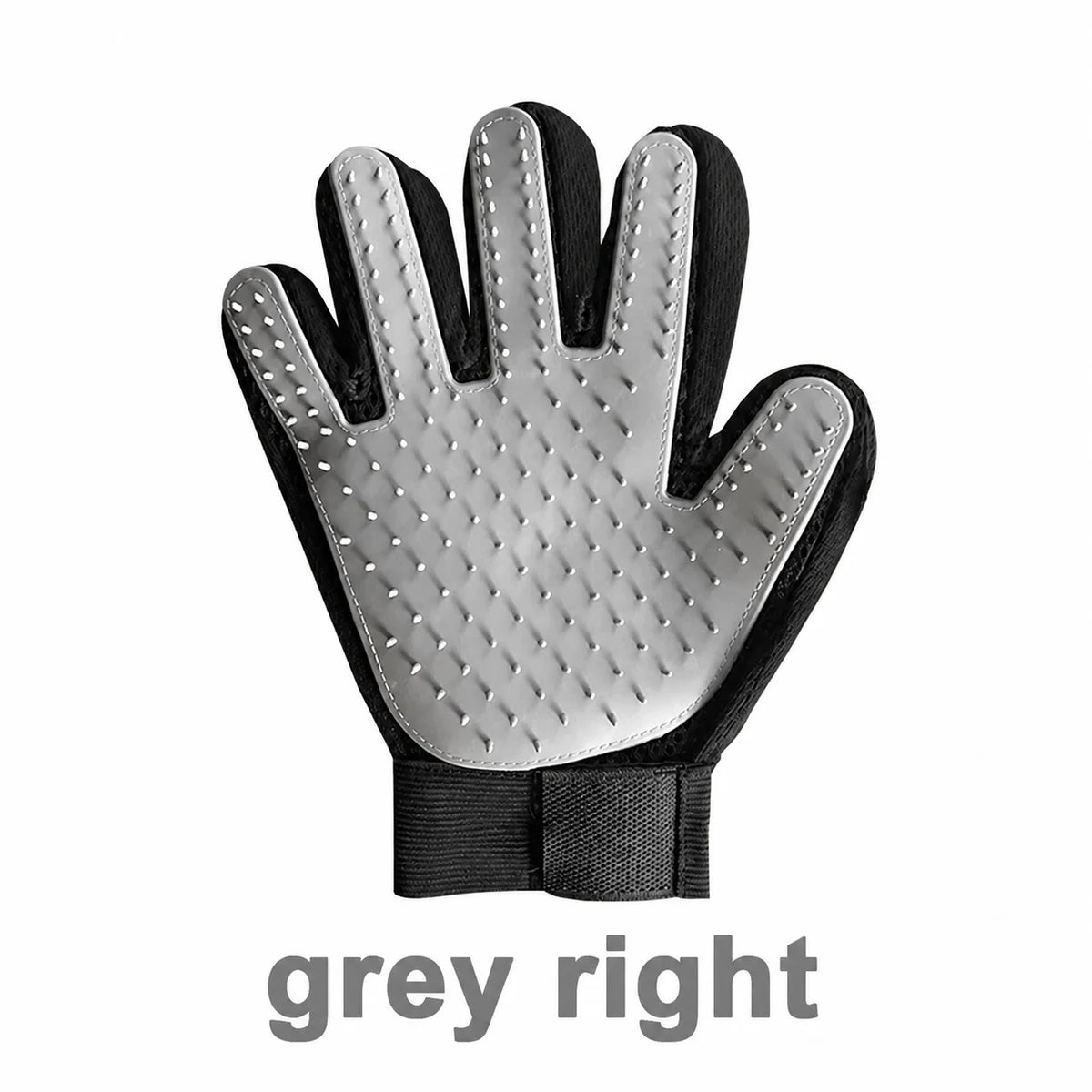 Silicone pet deshedding glove, grey, right hand