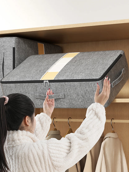 Under-bed storage bag lifted onto a wardrobe shelf