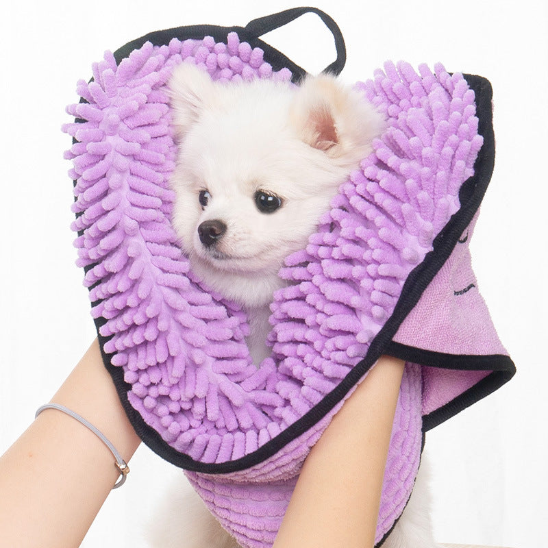 Dog drying towel with hand pockets