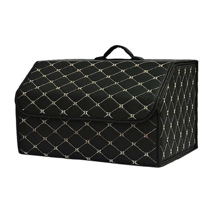 Folding car boot organiser in Gold (black with gold stitching), large