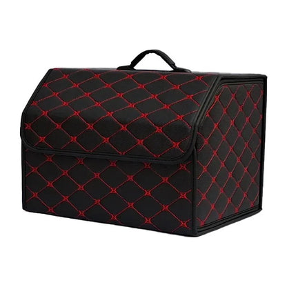 Folding car boot organiser in Red (black with red stitching), medium