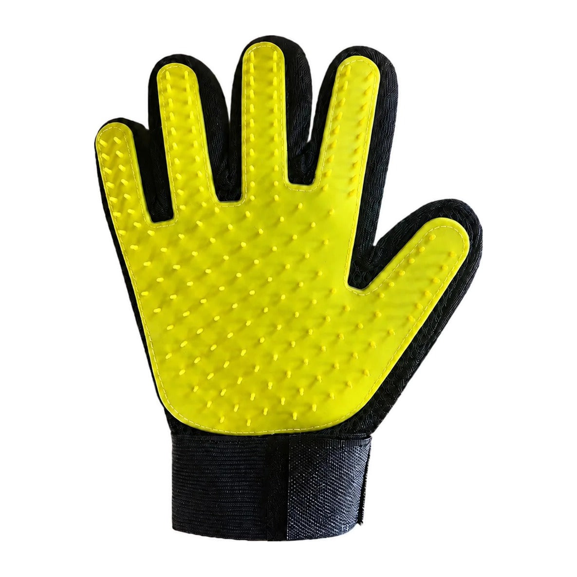 Silicone pet deshedding glove, yellow, right hand