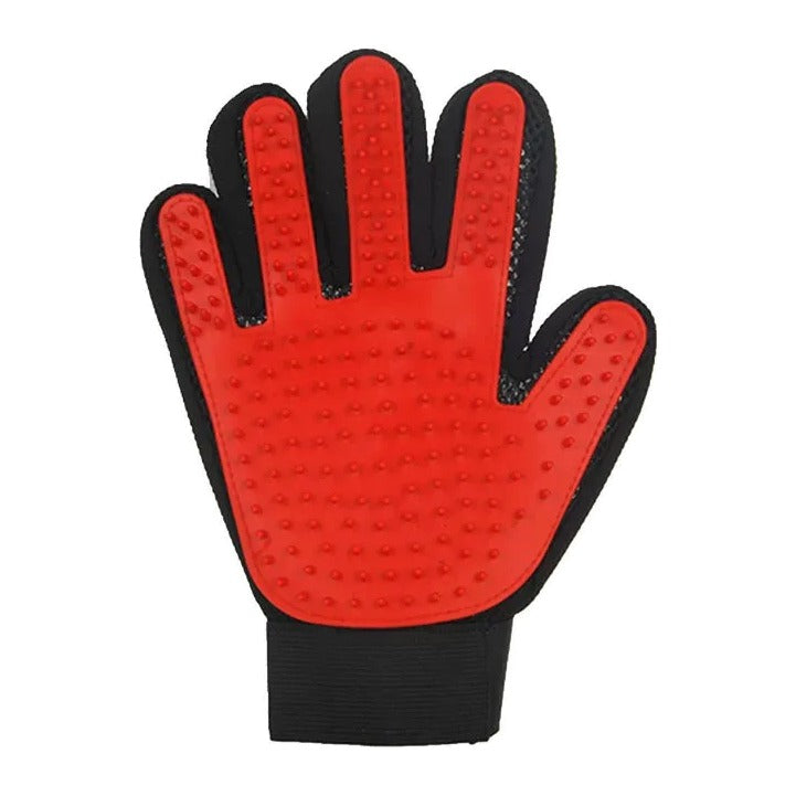 Silicone pet deshedding glove, red, right hand