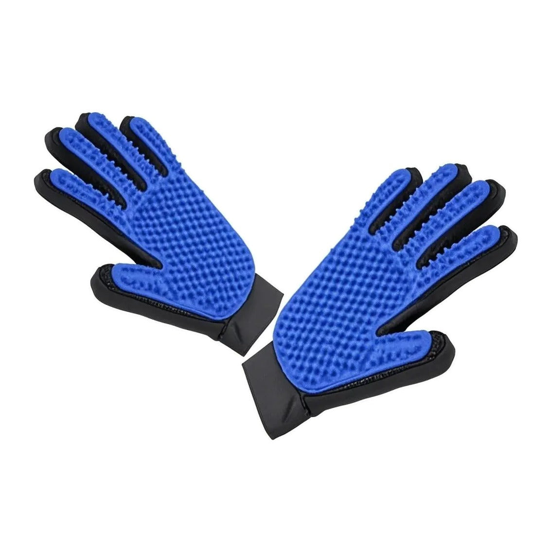 Silicone pet deshedding gloves, blue, pair