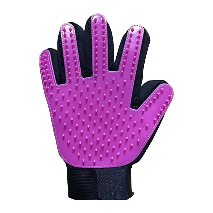 Silicone pet deshedding glove, purple, right hand