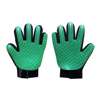 Silicone pet deshedding gloves, green, pair