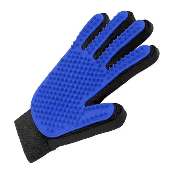 Silicone pet deshedding glove, blue, right hand