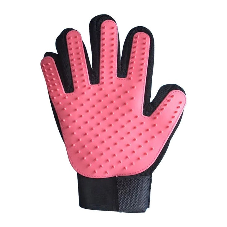Silicone pet deshedding glove, pink, right hand