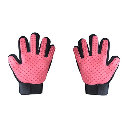 Silicone pet deshedding gloves, pink, pair
