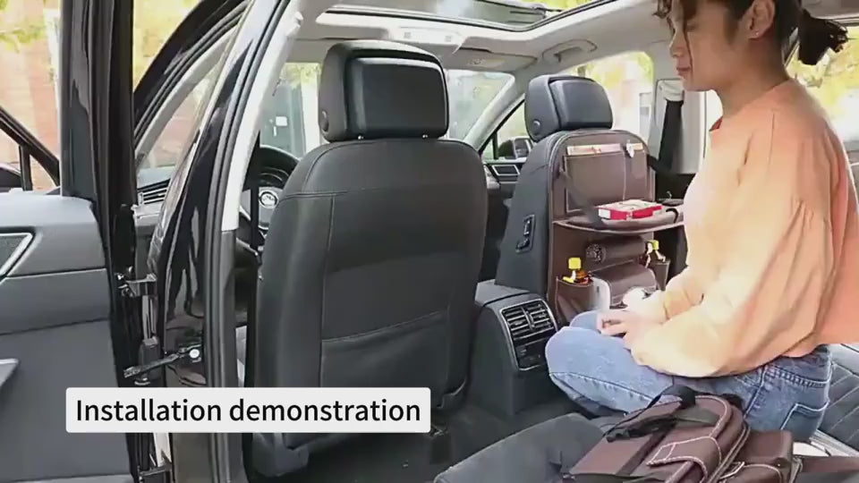 How to install the car seat back organiser and load the pockets