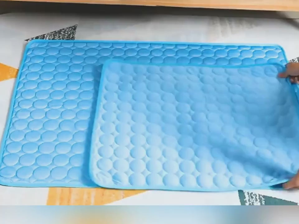 Folding the pet mat and showing its surface texture